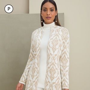 Chico’s Damask Knit Cardigan. NWT Chico’s size 1 which is a size 10